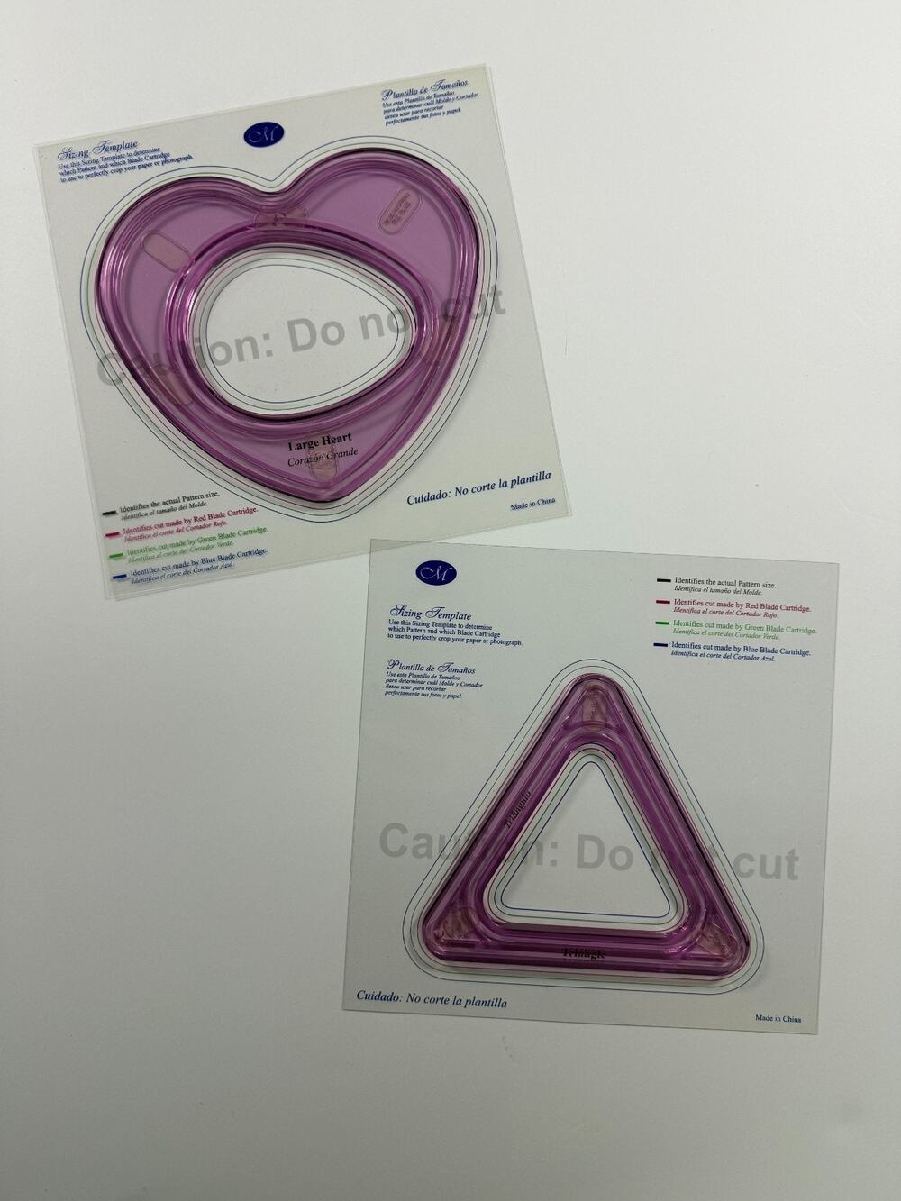 Creative Memories Custom Cutting System Sizing Templates Large Heart & Triangle